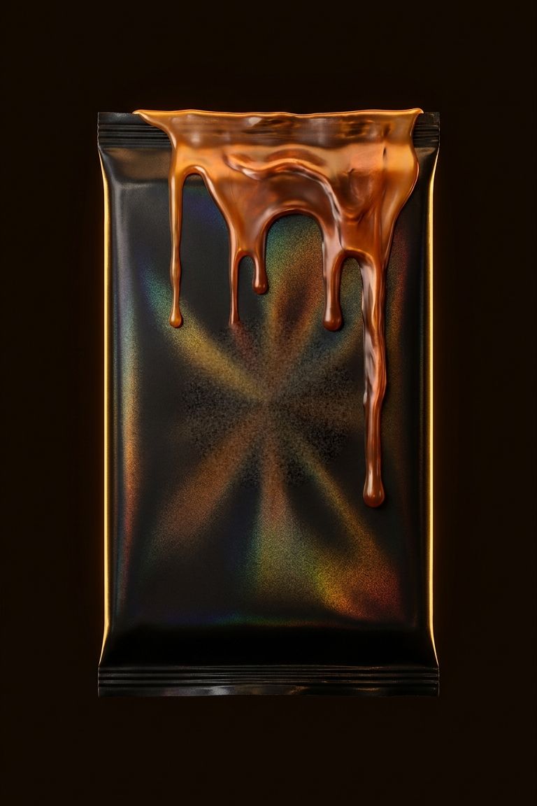 A sealed WaxRoom pack: a dark foil wrapper with melted amber wax dripping over the top and the WaxRoom wax seal, stamped with a card, in the middle.